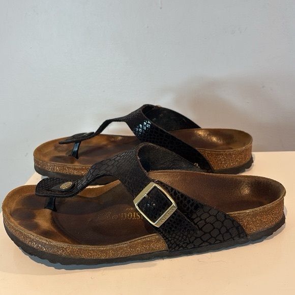 BIRKENSTOCK Gizeh SANDALS WOMEN 41 Black snake print - Picture 6 of 6